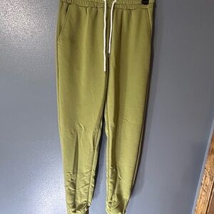 Olive Green Joggers with Adjustable Drawstring and Elastic Cuffs